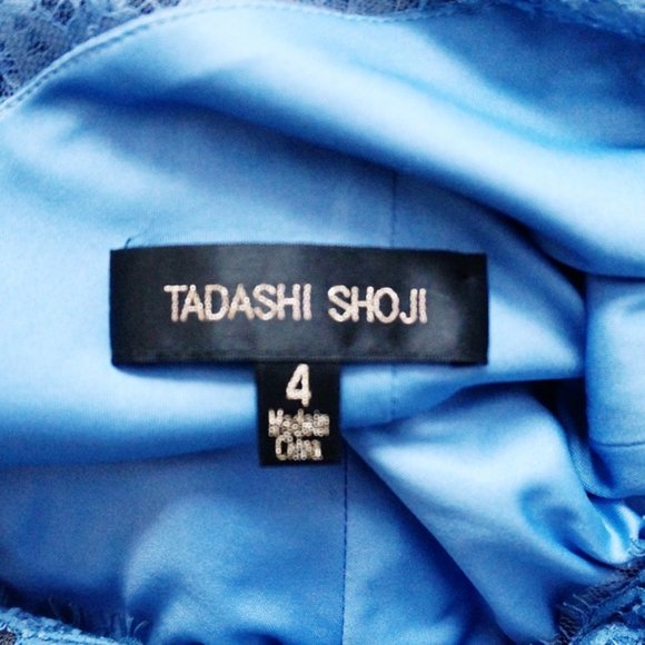 Tadashi Shoji Blue Embroidered Lace Cap Sleeve Gown - Picture 3 of 7